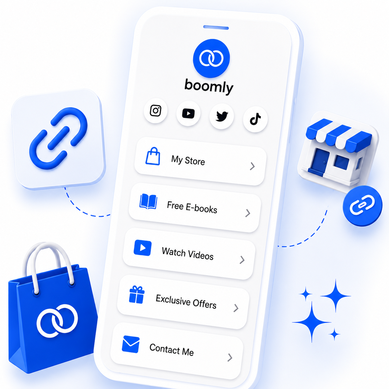 Boomly link in bio page builder