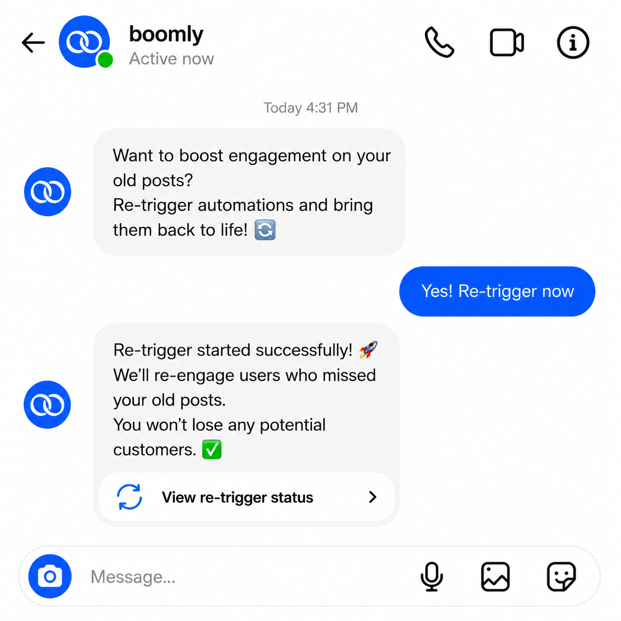 Boomly re-trigger automation on existing posts